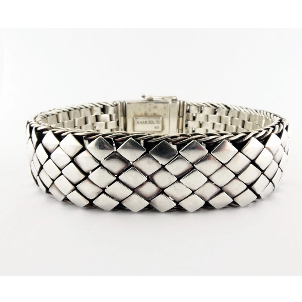 Estate Samuel Benham 925 Sterling Silver Men's Woven Bracelet | 91 grams